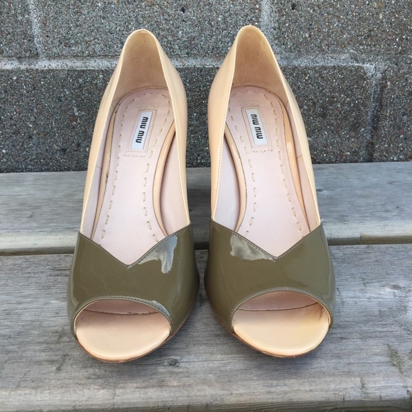 Miu Miu Patent Leather Peep Toe Heeled Shoes Size 38.5 - Picture 6 of 13